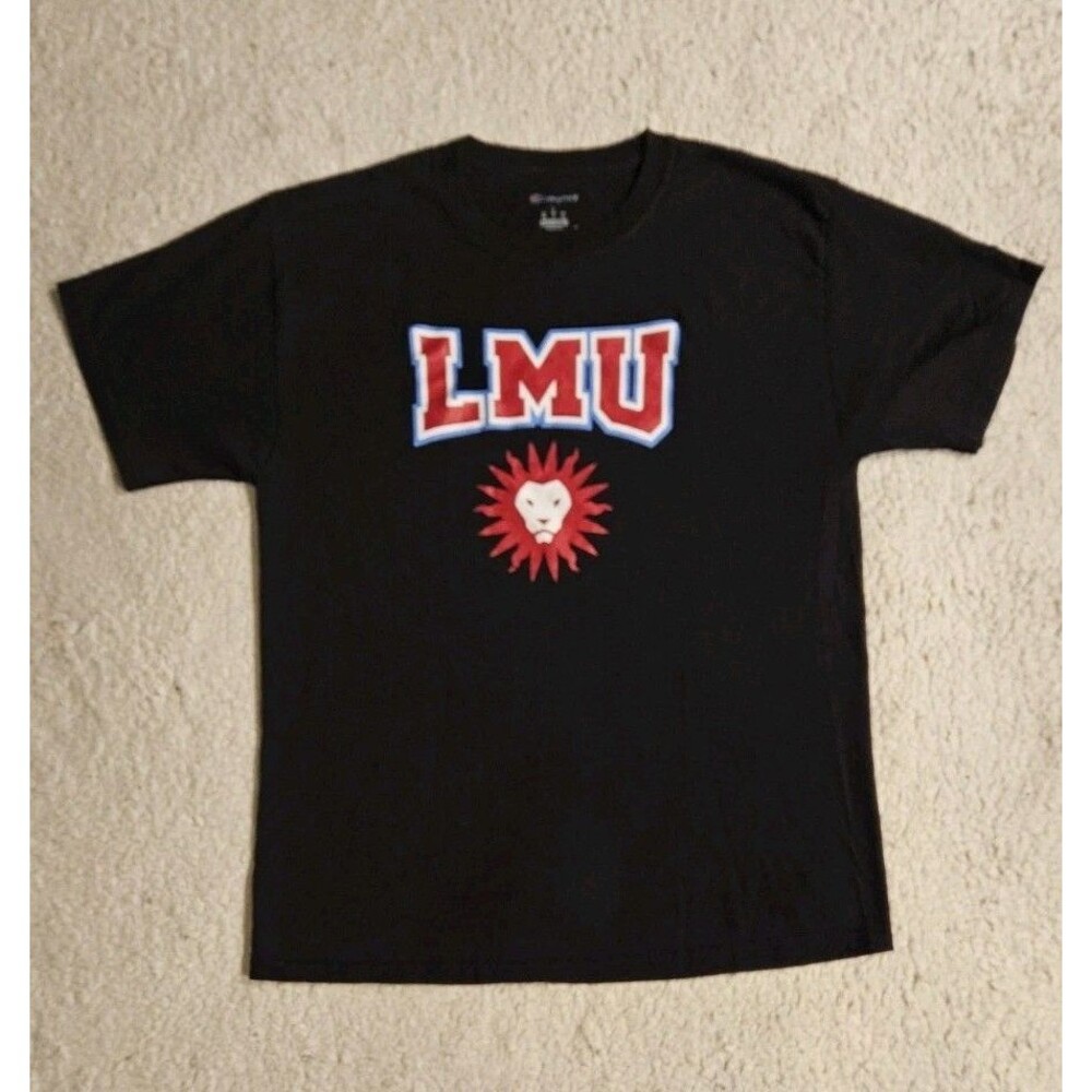 Champion Mens L Loyola Marymount University LMU T Shirt Black Short Sleeve